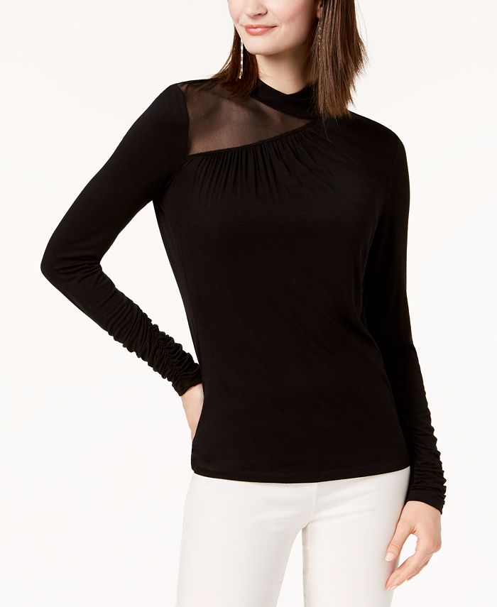 INC International Concepts I.N.C. Illusion Mock Neck Top Created
