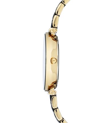 Anne Klein - Women's Diamond-Accent Gold-Tone & Black Ceramic Bracelet Watch 30mm