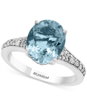 image of Gemstone Bridal by Effy Aquamarine (3-1/10 ct. t.w.) & Diamond (1/4 ct. t.w.) Engagement Ring in 18k White Gold