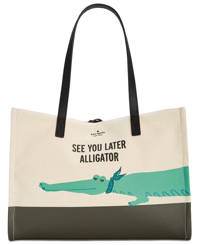 kate spade new york Swamped Alligator Canvas Mega Sam Large Tote & Reviews  - Handbags & Accessories - Macy's