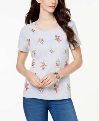 Karen Scott Petite Snapneck Top Created For Macys Smoke Grey main image 1