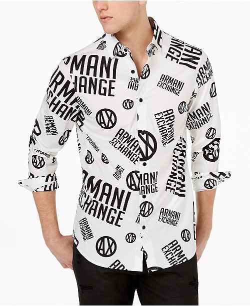 A X Armani Exchange Men S Logo Print Stretch Shirt Reviews