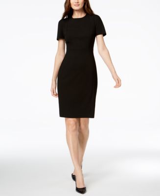 Calvin Klein Seamed Scuba Crepe Sheath Dress - Macy's