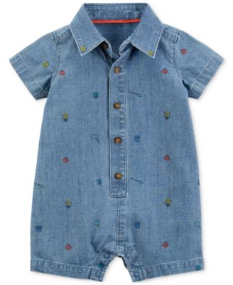 Carter's Cotton Chambray Romper, Baby Boys - Macy's