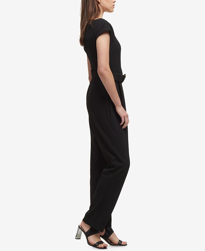 DKNY Belted Scuba Crepe Jumpsuit, Created for Macy's - Macy's