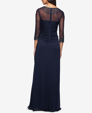 Alex Evenings Women's Illusion Embellished A-Line Gown - Macy's