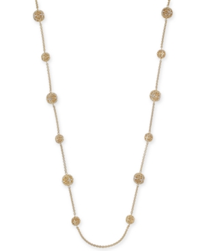 image of Charter Club Crystal Filigree Long Strand Gold-Tone Necklace, 42