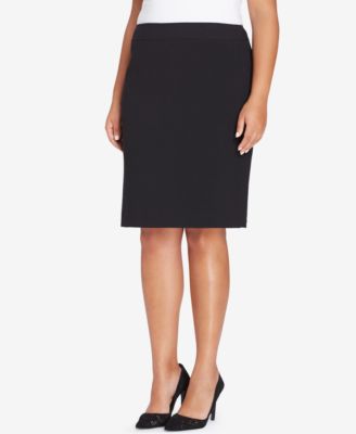 Tahari ASL Plus Size Contrast-Trim Skirt Suit