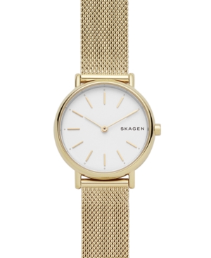 image of Skagen Women-s Signatur Gold-Tone Stainless Steel Mesh Bracelet Watch 30mm