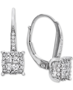image of Diamond Cluster Drop Earrings (1/2 ct. t.w.) in 14k White Gold