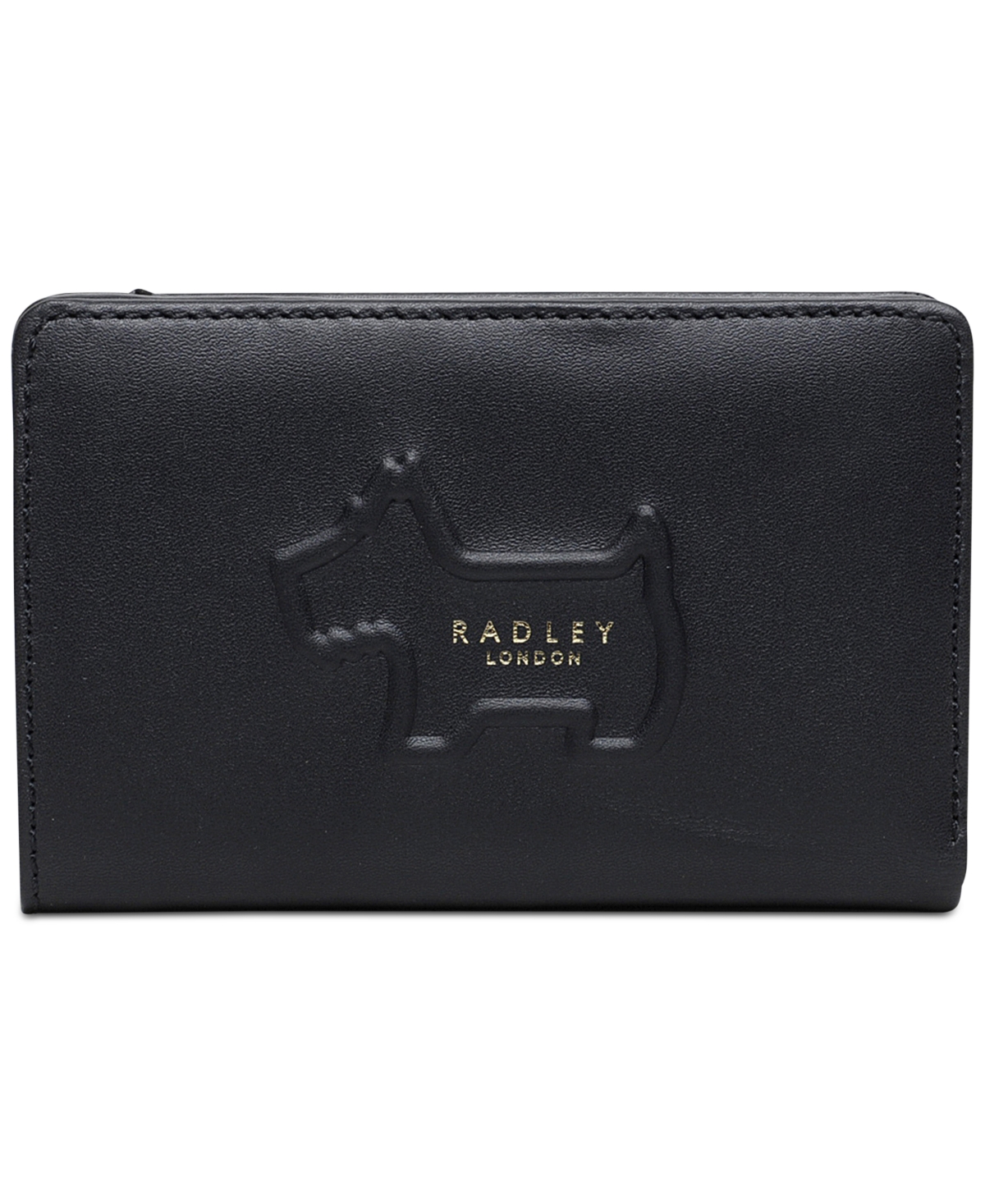 Radley London Radley Shadow Medium Zip-top Leather Wallet In Black,gold
