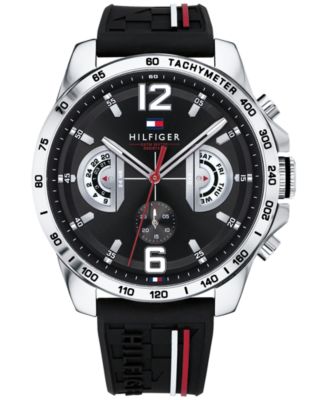 Tommy Hilfiger Men's Black Silicone Strap Watch 46mm & Reviews - All ...