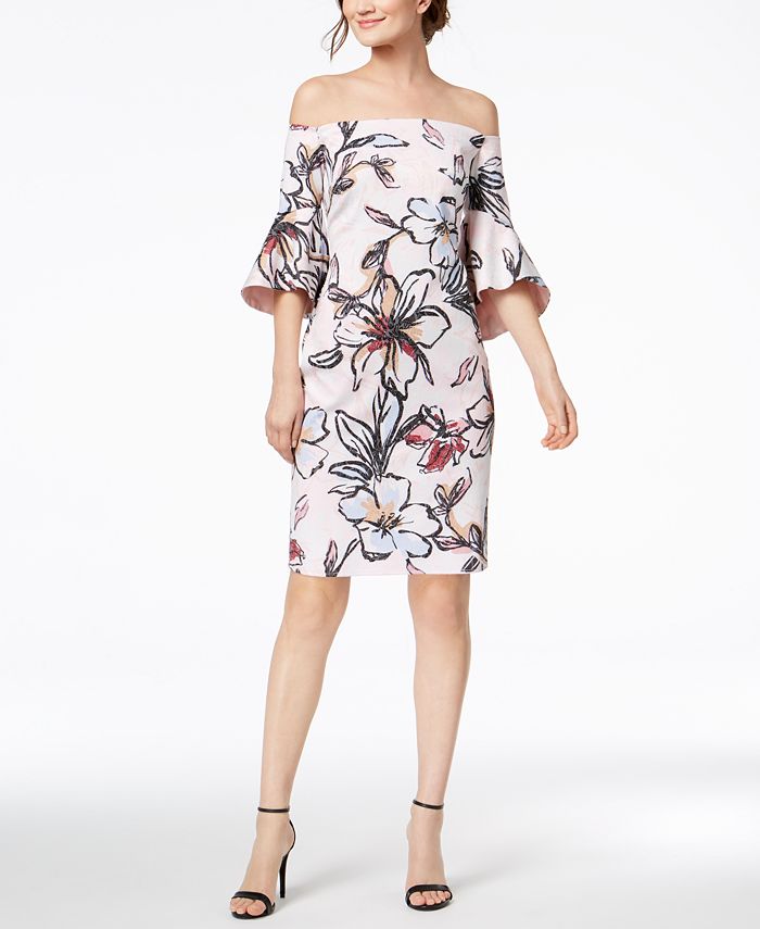 Laundry by Shelli Segal OffTheShoulder FloralPrinted Jacquard Dress