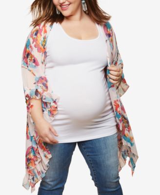 Motherhood Maternity Plus Size Printed Kimono Blouse