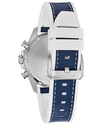 Men's chronograph marine star blue leather & silicone strap watch 43mm sale