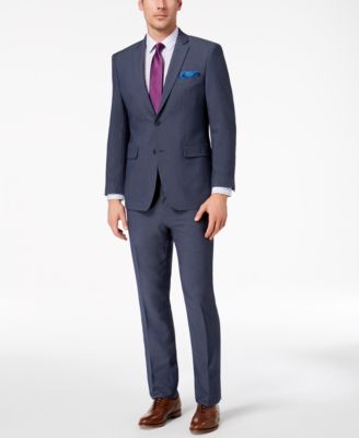Perry Ellis - Men's Slim-Fit Stretch New Blue Textured Suit