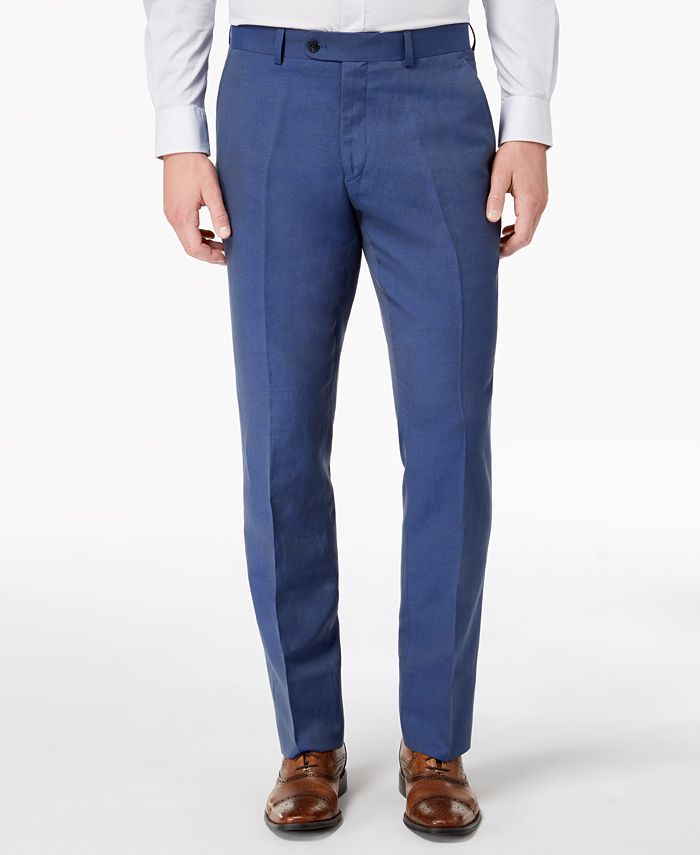 Perry Ellis Men's Slim-Fit Stretch Blue Linen Suit - Macy's