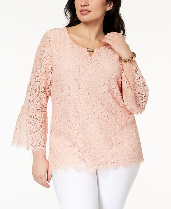 JM Collection Plus Size Lace Keyhole Tunic, Created for Macy's ...