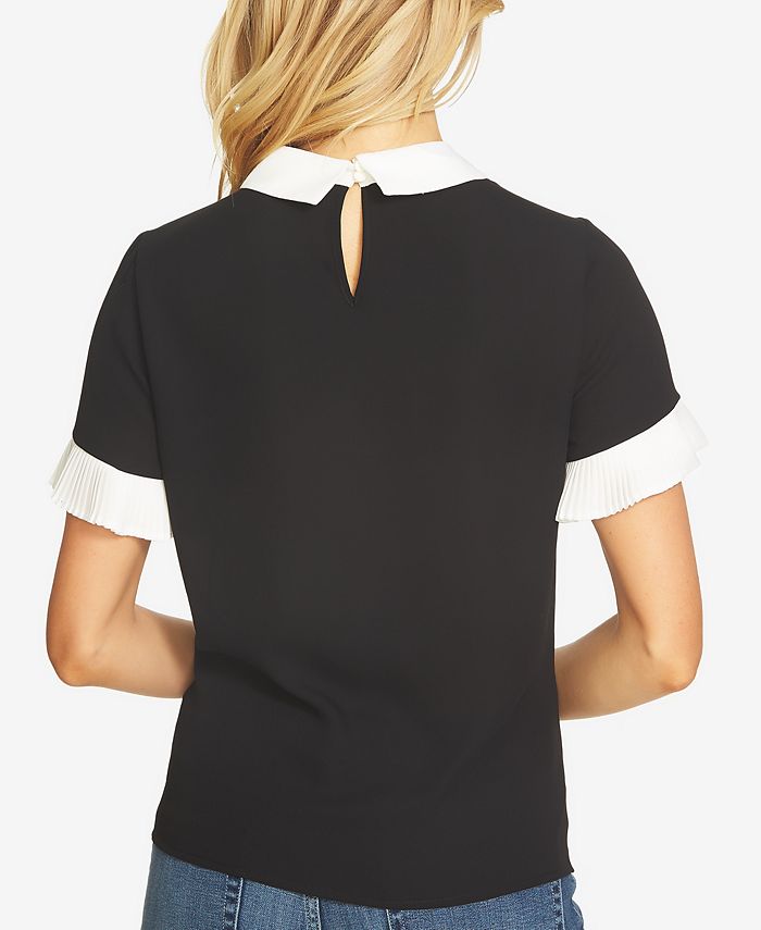 colorblocked collared blouse