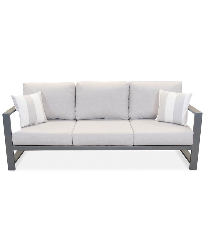 Furniture Aruba Grey Aluminum Outdoor Sofa with Sunbrella® Cushion