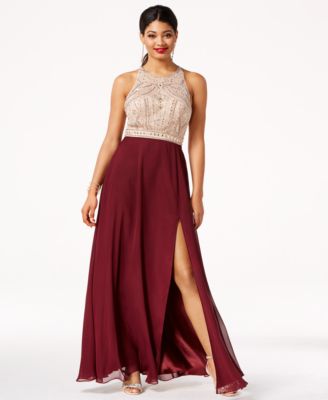 macy's burgundy formal dress