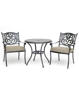 Chateau Outdoor Aluminum 3-Pc. Dining Set (32" Round Bistro Table & 2 Dining Chairs) with Outdoor Cushions, Created for Macy's