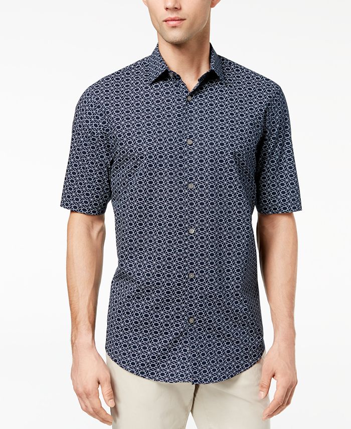Alfani Men's Interlocking Geo-Print Shirt, Created for Macy's - Macy's