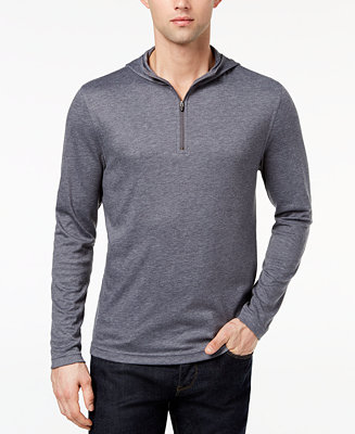 Alfani Men's Quarter-Zip Stretch Hooded T-Shirt, Created for Macy's ...