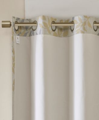 Julie Botanical Blackout Curtain Panel for Bedroom, Grommet Top Single Curtain for Living Room, Width 50 length 95 inches, Yellow Window Panel