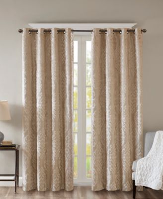 Mirage Knitted Jacquard Damask Total blackout curtains for bedroom, Silver grommet top fit up to 1.25 inches rod Single Curtain Panel for Living Room, Width 50 length 108 inches, Pitch Black Ambiance Champagne 1 Window Panel