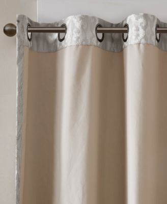 Mirage Knitted Jacquard Damask Total blackout curtains for bedroom, Silver grommet top fit up to 1.25 inches rod Single Curtain Panel for Living Room, Width 50 length 84 inches, Pitch Black Ambiance Charcoal 1 Window Panel