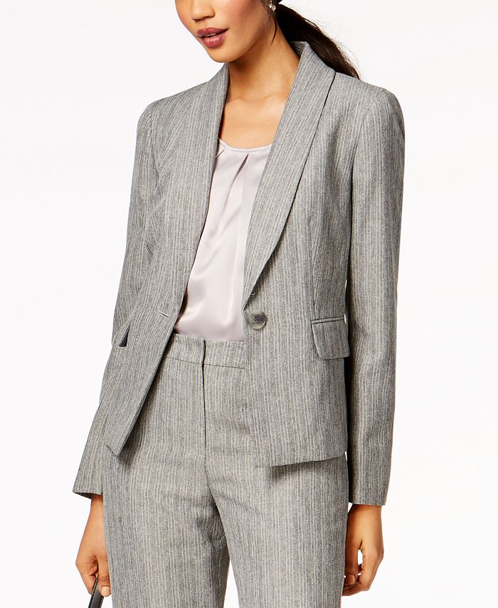 Le Suit Jacquard-Stripe Shawl-Collar Pantsuit, Regular & Petite - Macy's