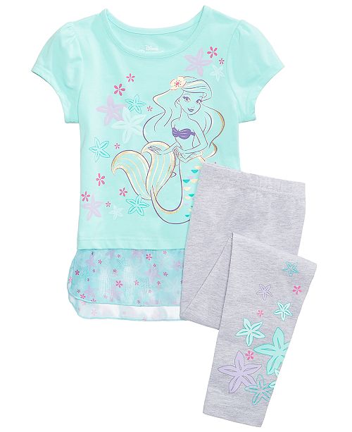 Disney The Little Mermaid Ariel 2 Pc T Shirt Leggings Set