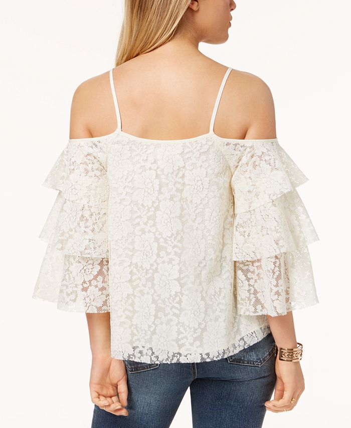 The Edit By Seventeen Juniors' Lace Cold-Shoulder Top, Created for Macy ...