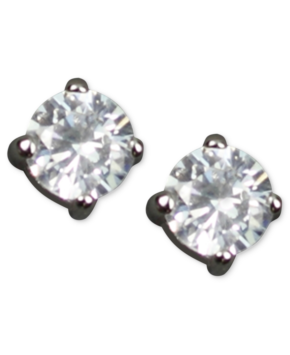 Shop Givenchy Earrings, Round Cubic Zirconia Stud (3/4 Ct. T.w.) In Rhodium