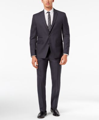 Vince Camuto - Men's Slim-Fit Stretch Charcoal Solid Suit