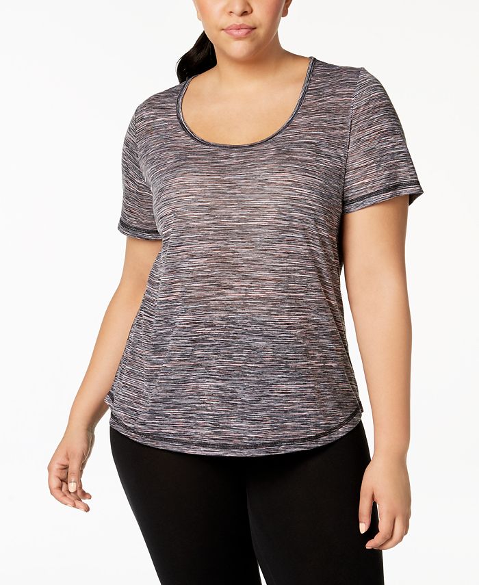 Ideology Plus Size Space-Dyed Mesh-Back Top, Created for Macy's - Macy's