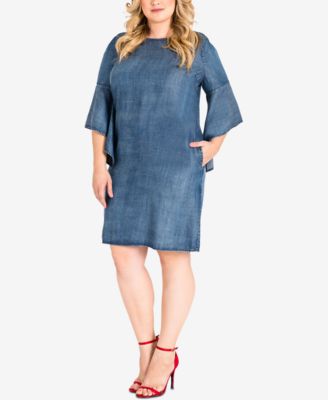 plus size denim shift dress