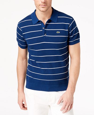 Lacoste Men's Mixed-Knit Stripe Sweater Polo - Polos - Men - Macy's