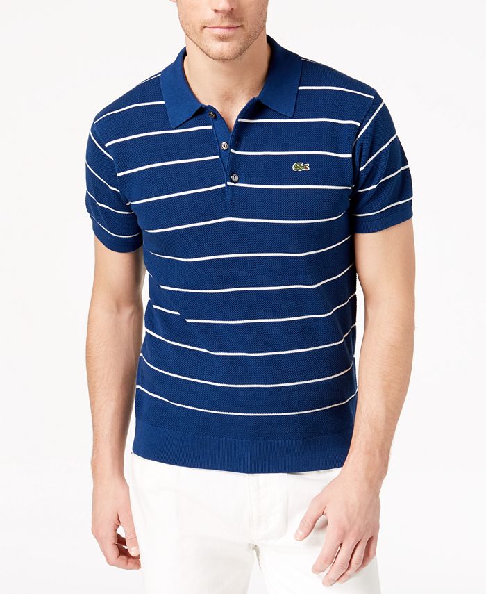 Lacoste Men's Mixed-Knit Stripe Sweater Polo - Macy's