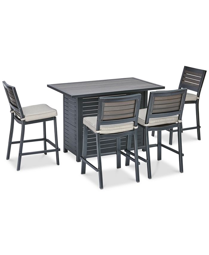 Furniture Marlough II Outdoor Aluminum 5Pc. Bar Set (52" x 32" Bar