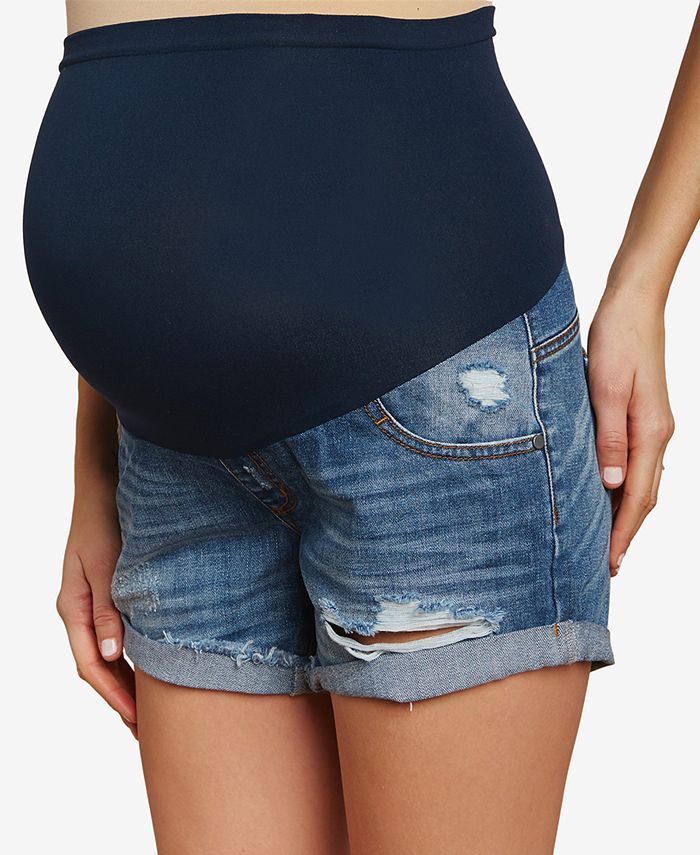 Jessica Simpson Maternity Cuffed Denim Shorts - Macy's