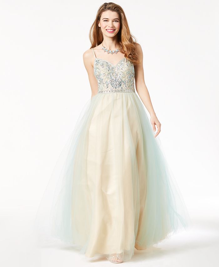 Say Yes to the Prom Juniors' Embellished Strappy-Back Gown, Created for ...