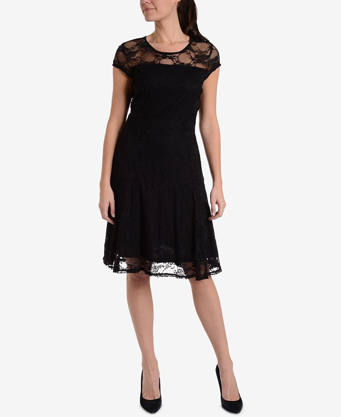 NY Collection Lace Fit & Flare Dress & Reviews - Dresses - Women - Macy's