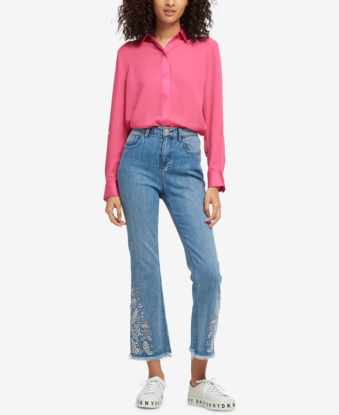 DKNY Embroidered Flared Jeans, Created for Macy's - Macy's