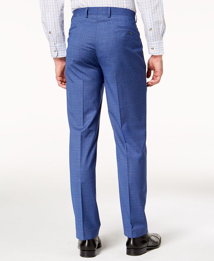 Sean John Men's Classic-Fit Stretch Blue Plaid Suit Separates - Macy's