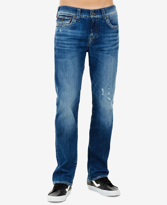 True Religion Men's Ricky Slim-Straight Fit Stretch Destroyed Jeans ...