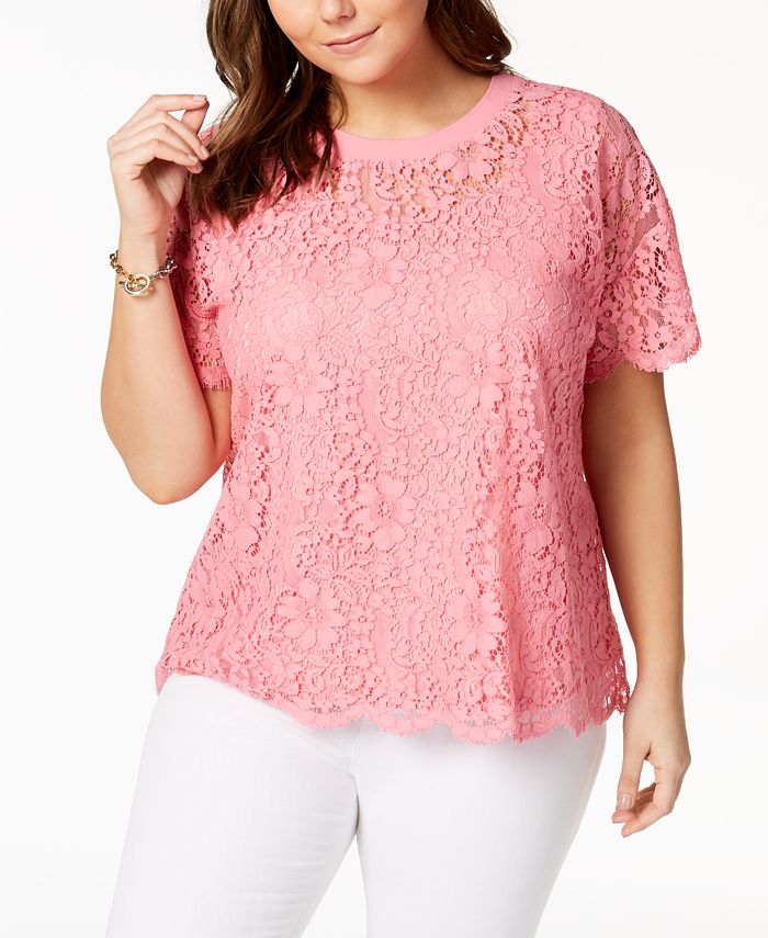 Tommy Hilfiger Plus Size Lace T-Shirt, Created for Macy's - Macy's