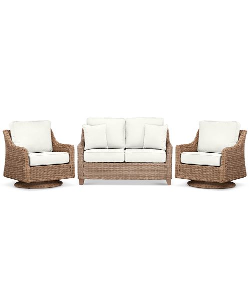 Furniture Willough Outdoor 3Pc. Set (1 Loveseat & 2 Swivel Gliders