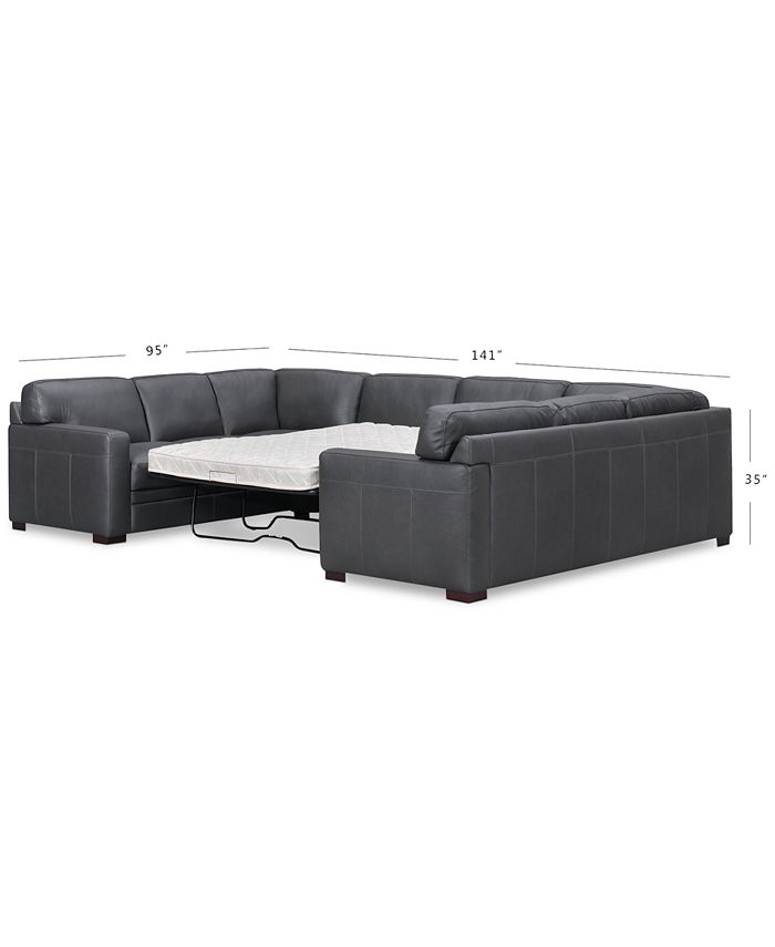 Furniture CLOSEOUT! Avenell 3Pc. Leather Pit Sectional Full Sleeper